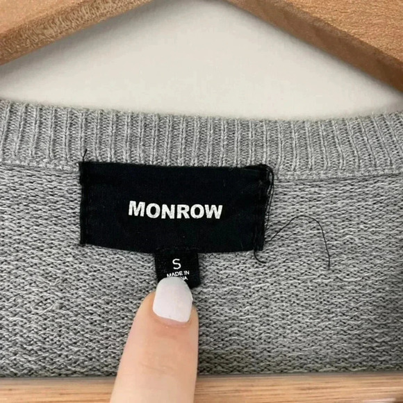 Monrow Camo Raglan Cotton Blend Sweater Size Small - Picture 3 of 5